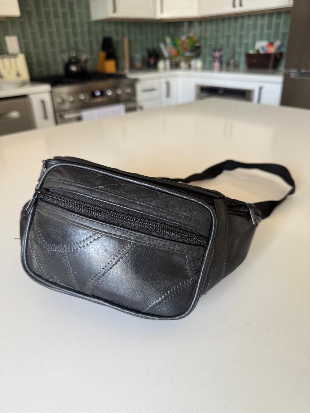 Vintage Leather Black Fanny Pack